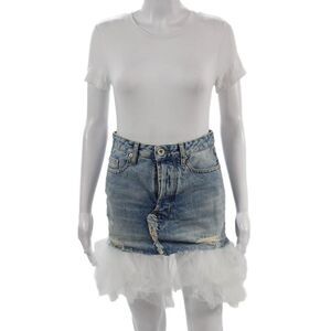 Unravel Project Womens Mini Pettiskirt Light Blue 100% Cotton Size 25